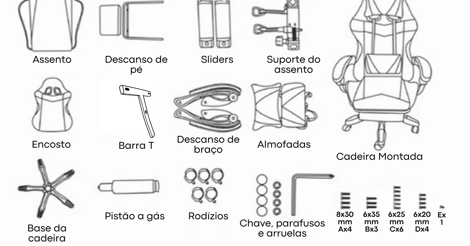 Peças da cadeira ARC-Racing